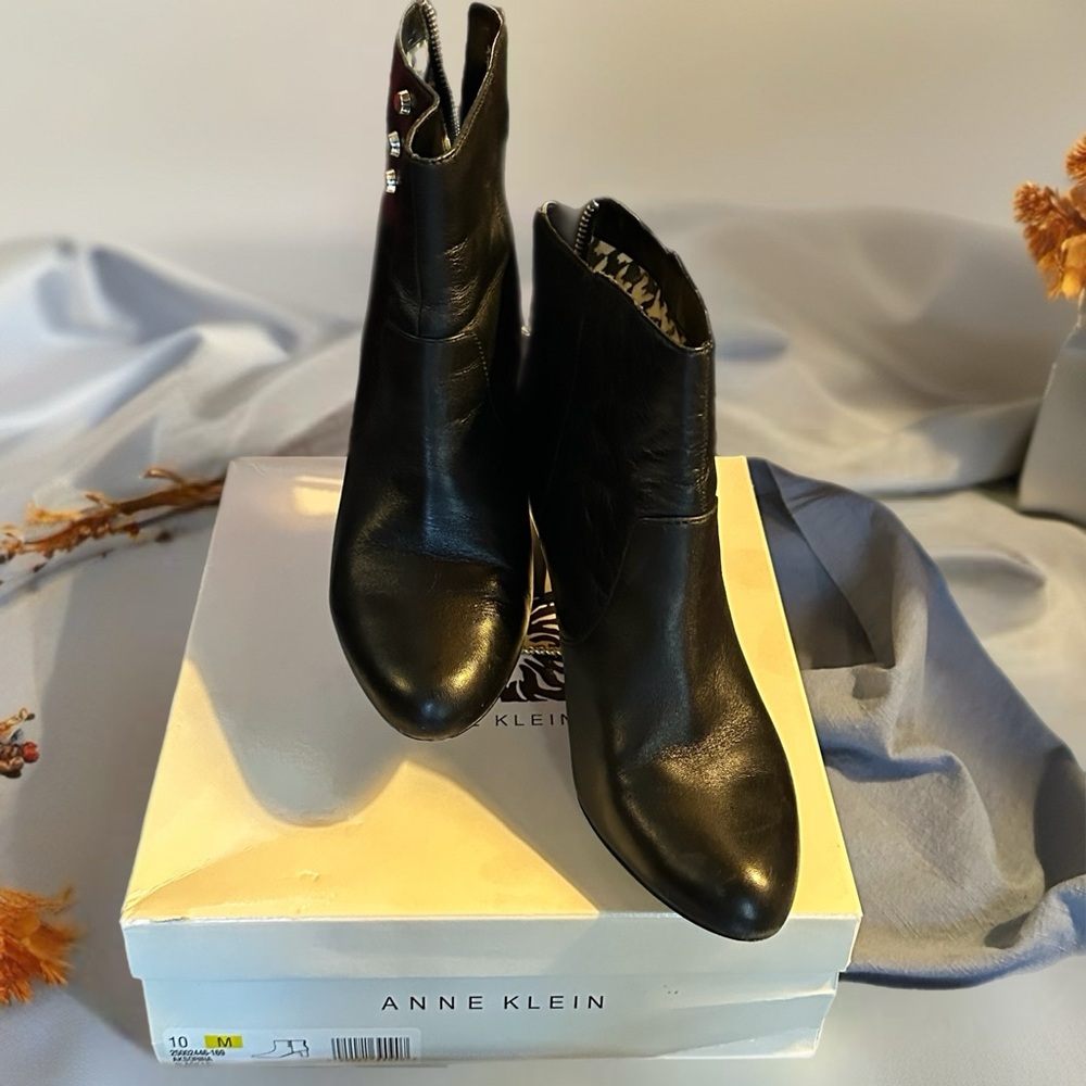 Anne Klein Sleek Black Ankle Booties